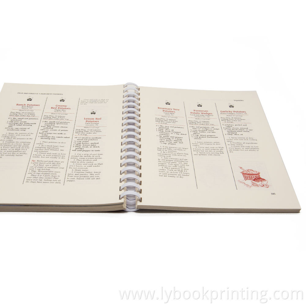 customized spiral bound cookbook recipe book printing